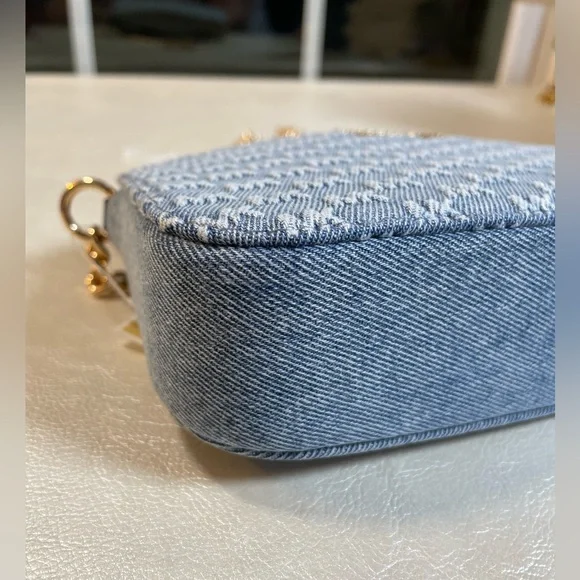 Michael Kors Jet Set Small Chain Denim Pouchette NWT - Picture 12 of 17